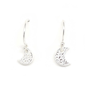Textured Moon Earrings (Silver)