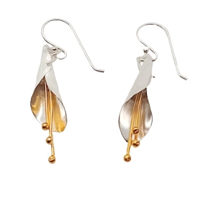 Calla Lily Drop Earrings (Silver / Gold)