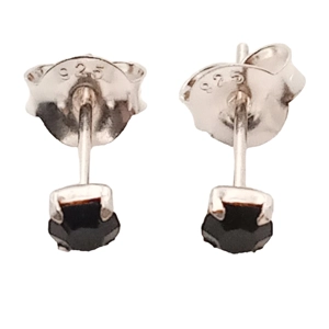 Square Crystal Stud Earrings (Silver / Black)