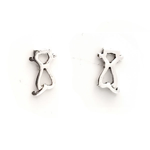 Cat Stud Earrings (Silver)