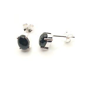 Onyx Stud Earrings (Silver / Black)