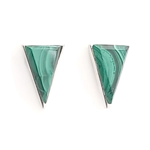 Triangle Malachite Drop Earrings (Silver)