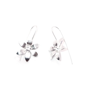 Lotus Flower Drop Earrings (Silver)
