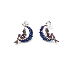 Mermaid Moon Earrings (Silver / Blue)