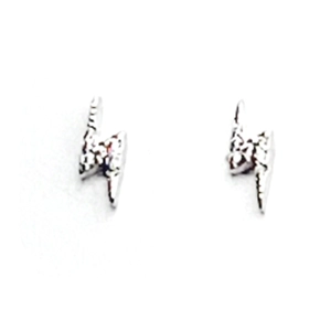 Lightning Strike Stud Earrings (Silver)