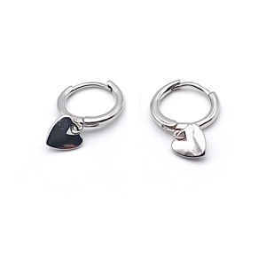 Love Heart Hoop Earrings (Silver)