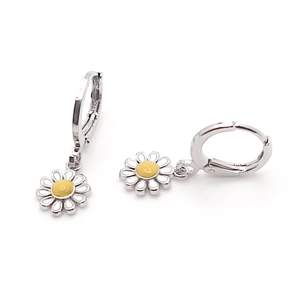 Daisy Hoop Earrings (Silver / Yellow)