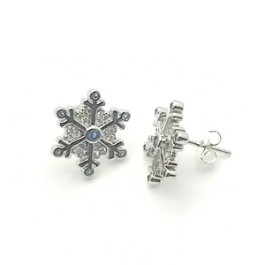 Snowflake Stud Earrings (Silver / Blue)