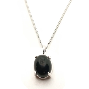 Onyx Pendant Necklace (Black / Silver)