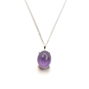 Amethyst Pendant Necklace (Purple / Silver)