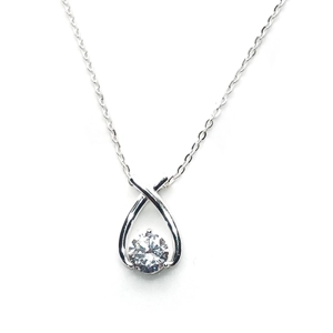 Open Infinity Crystal Short Necklace (Silver)