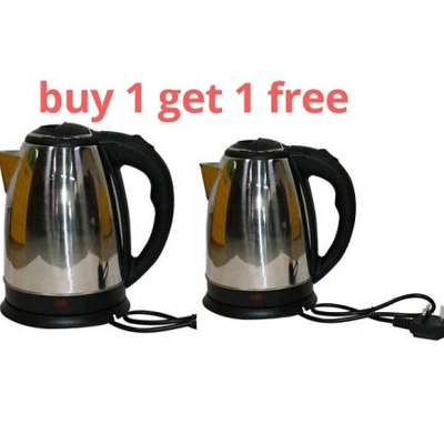 Generic Silver & Black Cordless Stainless Steel Electric Kettle - 1.8L Buy One Get One Free