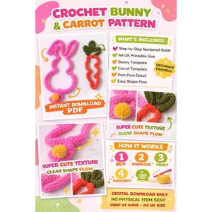 Easter Bunny Carrot Tricotin Template | I-cord Wire Art Pattern (Digital PDF)