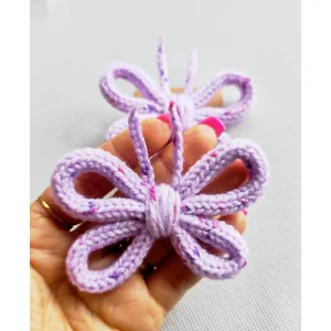 Knitted Butterfly Hair Clips: Handmade Acrylic Yarn Bows (Set of 2)