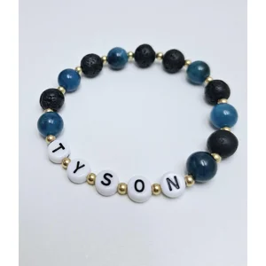 Custom Name Bracelet: Apatite & Lava Stone Beaded Bracelet