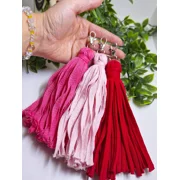T-Shirt Yarn Tassel Bag Charm: Handmade Upcycled Cotton