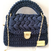 Puff top elegant bag / handbag /SilvaPrecious - navy blue