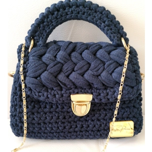 Puff top elegant bag / handbag /SilvaPrecious - navy blue