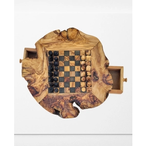 Olivewood Chess Board with Storage and Carved Pieces,Masterpiece of Nature and Craftsmanship