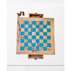 Wooden Chess Set with Handmade Olive Wood and Epoxy Resin ..