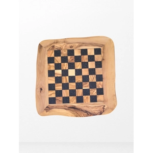 Wooden Chess board with natural edges, Olive Wood and black Epoxy Resin Board, and chess pieces