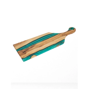 Handmade Olivewood Charcuterie Board with Green Epoxy – Se..