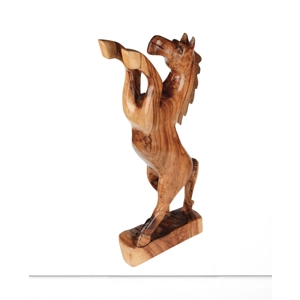 Luxury Hand-Carved Olive Wood Horse Sculpture