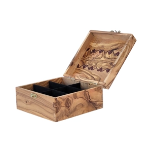 olive wood tea box, handmade tea box, wooden tea organizer..