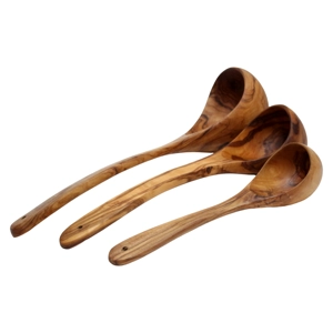 Olive wood ladle, wooden spoon set, handcrafted kitchen ut..