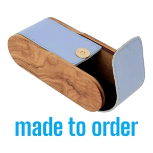 Olive Wood and Genuine Leather Sunglasses case ( made to order)