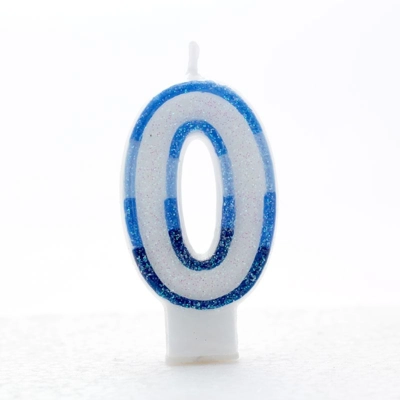 Blue Number 0 Candle