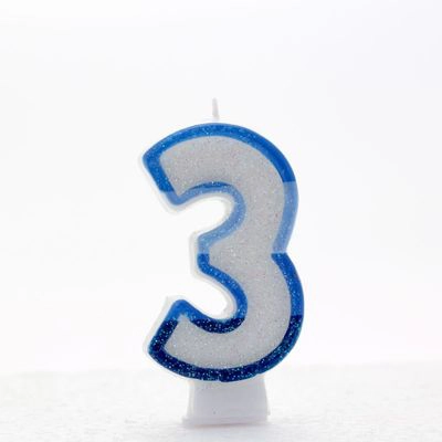 Blue Number 3 Candle