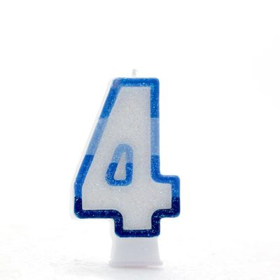 Blue Number 4 Candle