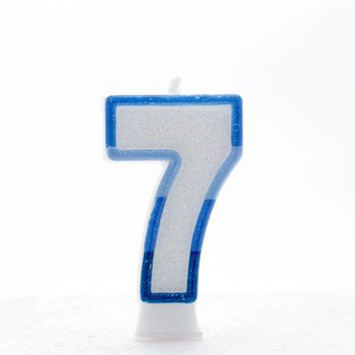 Blue Number 7 Candle