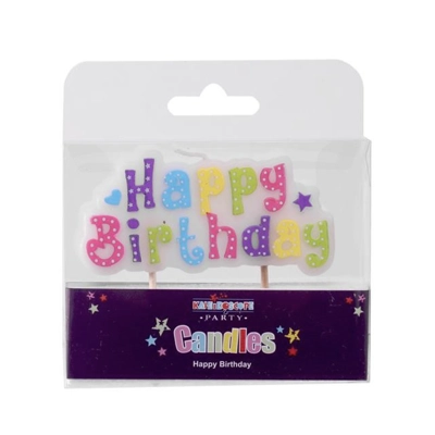 Happy Birthday Badge Candle - Pink
