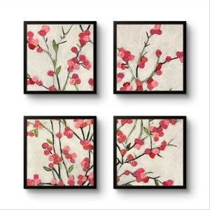 Pink Berries Painting Set of 4 Framed Prints