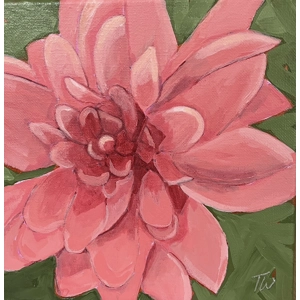 Dahlia Flower Painting 8x8 Canvas