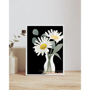 White Daisys on Black Background 8x10 print Unframed