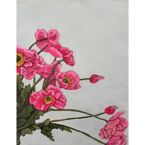 Pink Poppies floral painting Canvas
