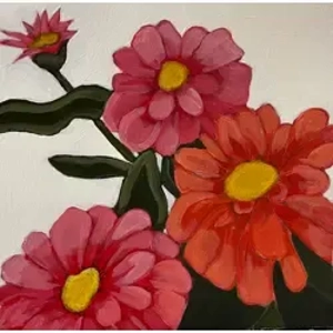 Beautiful Zinnias Painting  8x8