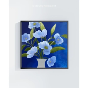 Painting of Blue Flowers  8x8 Print Unframed