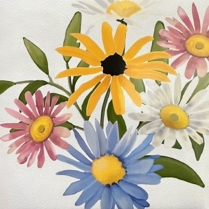 Daisy Bouquet on 8x8 Print Unframed