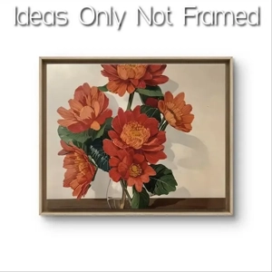 Orange Floral Painting on 8x10 Print