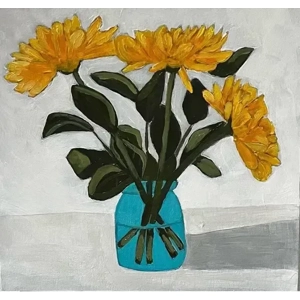 Yellow Floral art - 8x8 Print- Unframed Beauty
