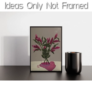 Magenta Floral Painting on 8x10 Art paper Not framed