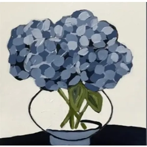 Navy Floral paintings on 8x8 Art Paper 3 pc set