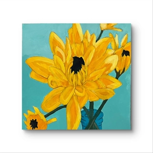 Wonky Yellow Flower on 8x8 Art Paper Not Framed