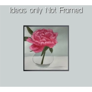 Gorgeous Pink Peony  Floral Painting in glass vase on 8x8 Art Paper Not Framed