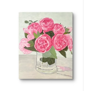 Pink Peonies Floral Painting on 16x20 Canvas