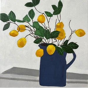 Lemon Arrangement Floral Painting on 14x14 Canvas